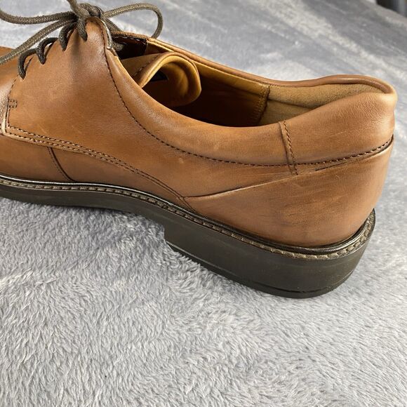 Ecco Apron Toe Dress Shoes Brown Leather Mens Size EU 44 US 10 Business Career - Picture 8 of 11